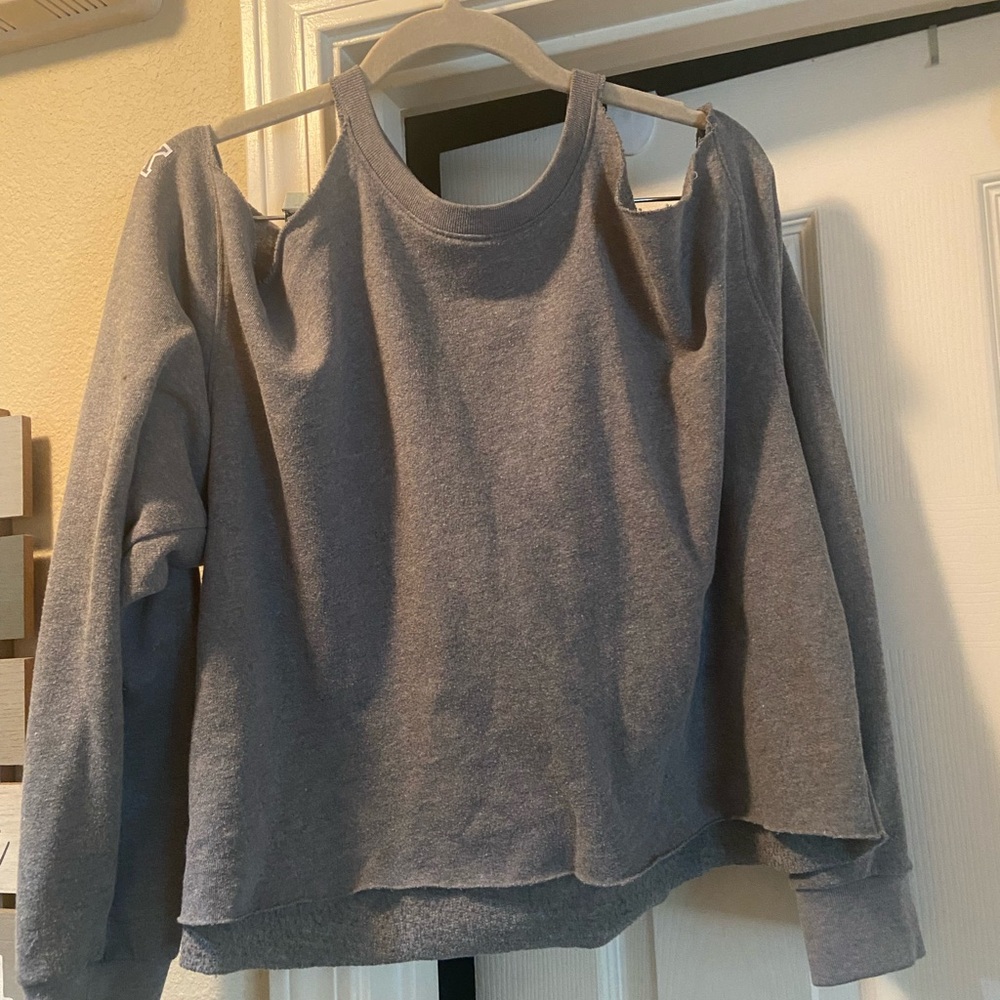 Pink Cold Shoulder Cropped Sweatshirt